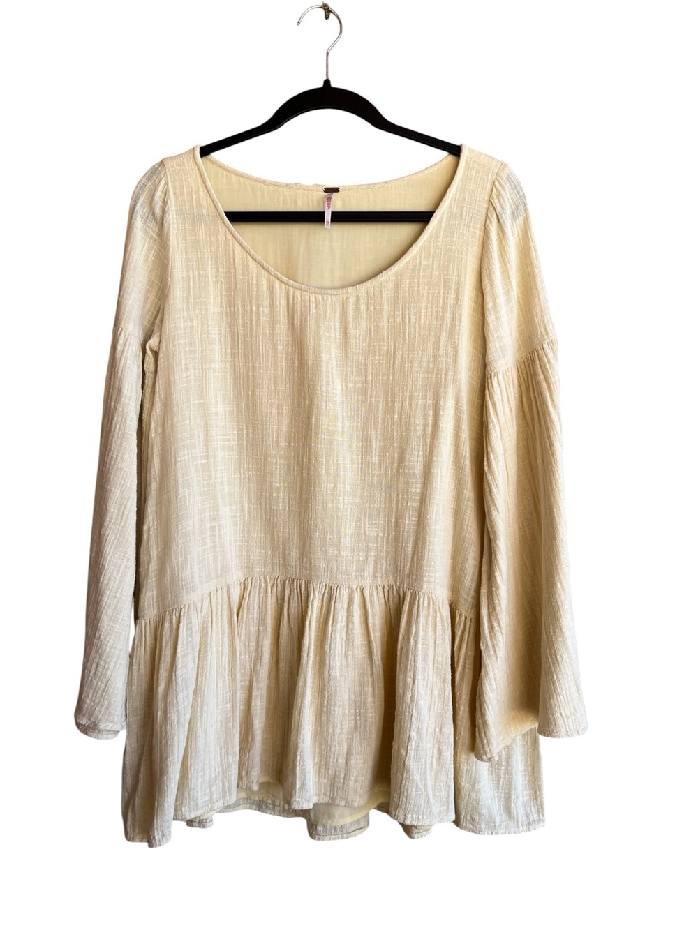 Free People Kyleigh Mini Dress Boho Peasant Tunic Light Yellow  XS Cottagecore - Picture 2 of 10